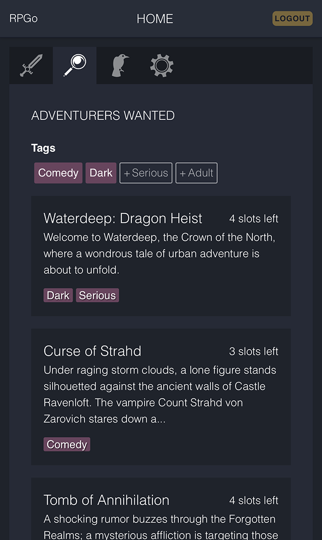 RPGo Adventurers wanted screenshot